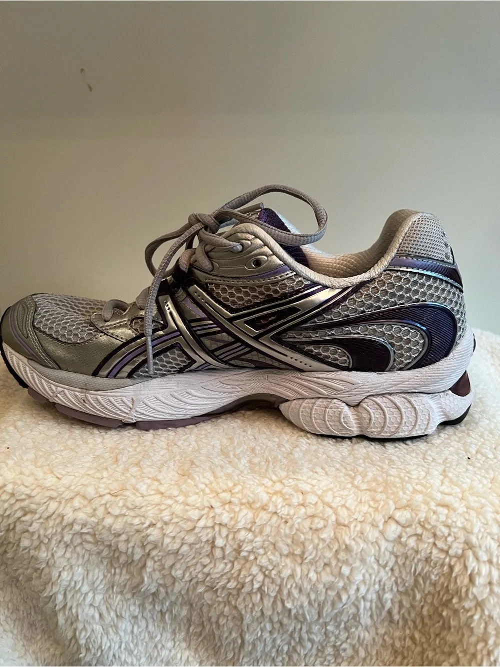 Asics Gray and Purple Women's Running Sneakers